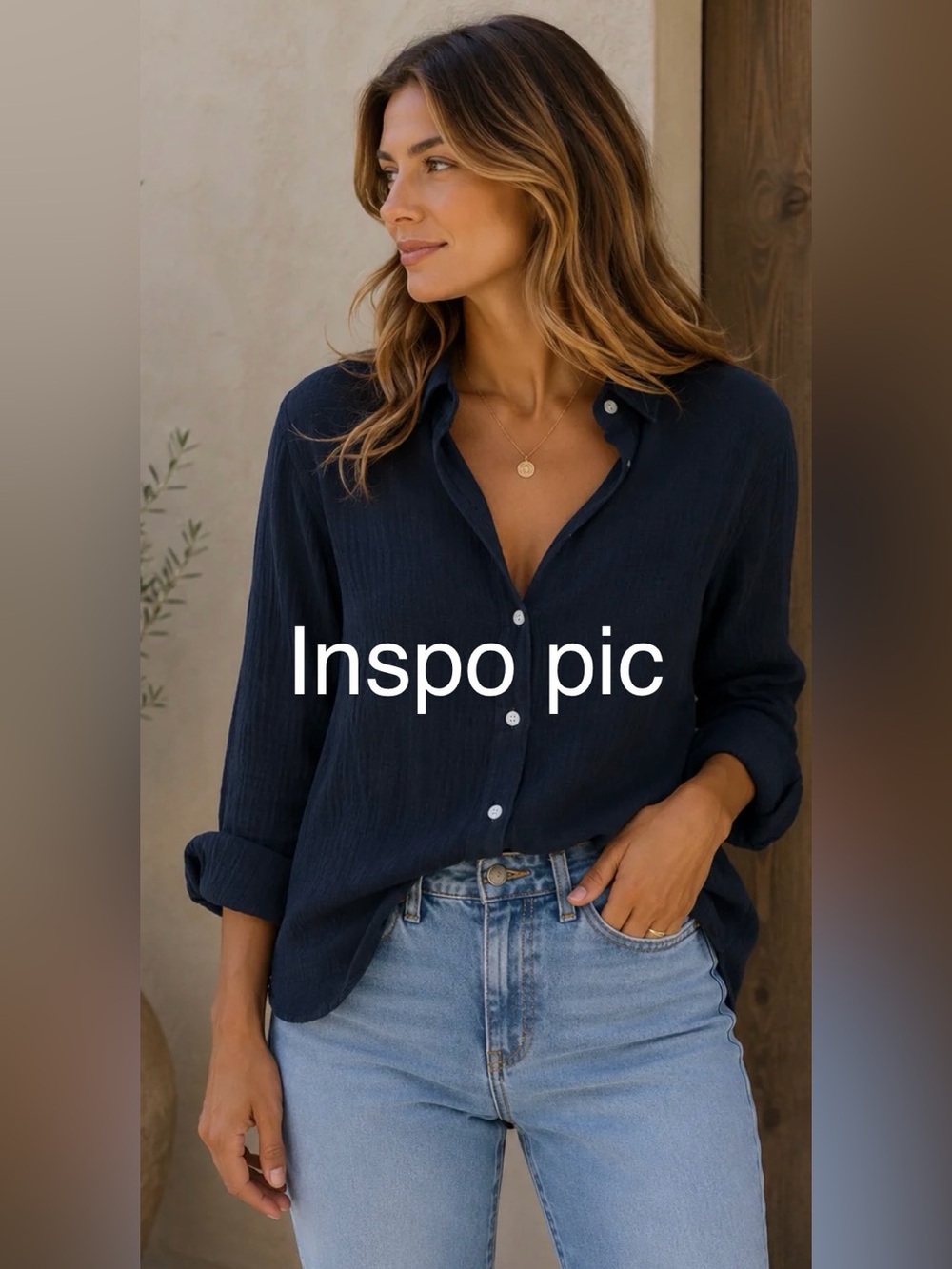 For Pre-Fall 2026, 100% Linen Banana Republic Navy Button-Up Shirt